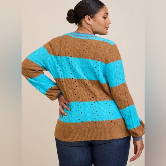 Torrid Vegan Cashmere Pullover Henley Sweater Striped Size 2x NWT Brand New - Picture 5 of 9